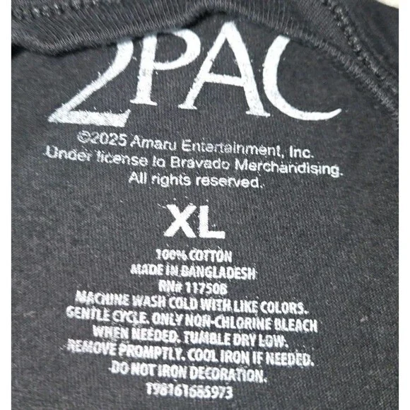 Mens 2Pac Tupac Shakur Graphic T Shirt Black XL Hip Hop Rap Tee - Picture 3 of 6